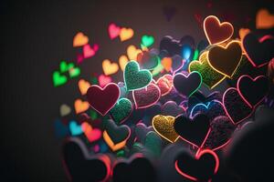 colorful flying hearts abstract symbol love celebrate background illustration photo