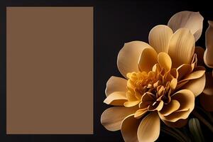 beige flowers on black background greeting card celebration March 8 copy space mockup illustration photo