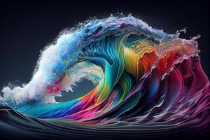 sea rainbow waves illustration photo