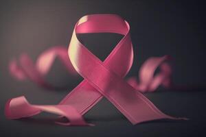 rosado cinta símbolo de el lucha en contra cáncer generativo ai foto