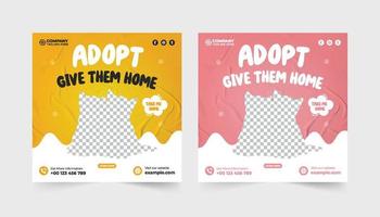 Vector pet adoption and veterinary service social media post vector pet care service and grooming business promotion template