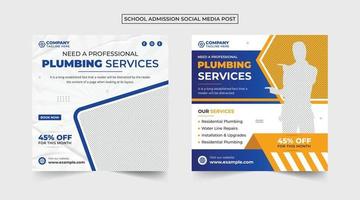 Handyman and plumber service social media post vector for online marketing professional home