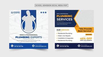 Handyman and plumber service social media post vector for online marketing professional home