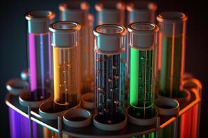 test tubes colorful scientific glass flasks photo