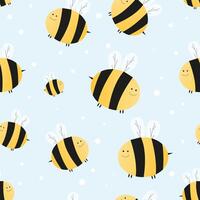 cute pattern with bees in delicate shades vector