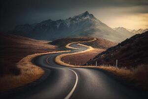 curve road to the top, thorny path to success photo