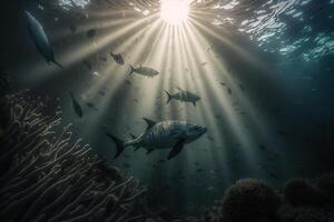 rays of the sun underwater, sea world photo