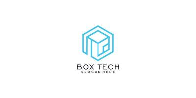 diseño de logotipo box tech con concepto moderno vector