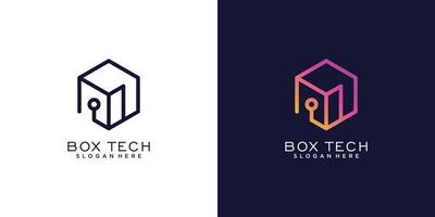 diseño de logotipo box tech con concepto moderno vector