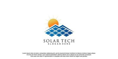 plantilla de logotipo de tecnología solar con vector premium de concepto creativo