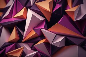 purple volumetric background of polygonal fragments photo