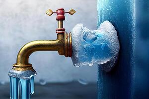 frozen faucet in ice illustration photo