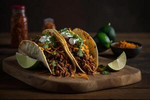 mexican food tacos with pork meat photo