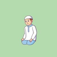 boy character posing for prostration prayer vector