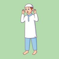 the position of the boy character during prayer vector