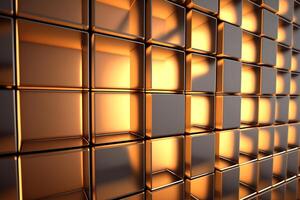 golden abstract shiny block background of cubes photo