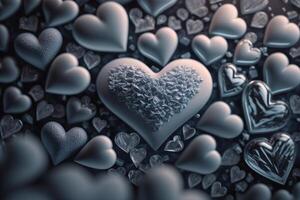 abstract background pattern of icy frozen hearts photo