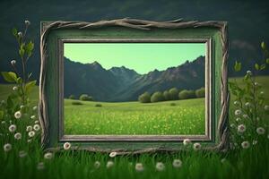 frame with empty space on summer green nature background photo