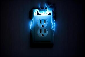 sparkling lighting electrical socket in wall illustration photo