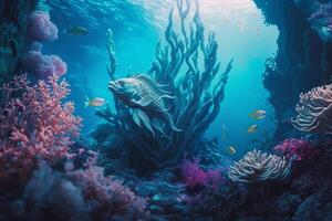 dreamy underwater world with vibrant coral reefs photo