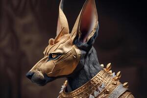 faraón perro en oro generativo ai foto