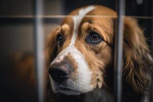 homeless dog in a shelter photo