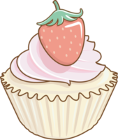 Cupcake Charakter süß Karikatur kawaii Stil, süß Kuchen isoliert auf Weiß Hintergrund Illustration png