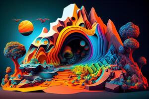 abstract world of psychedelics, lsd dmt trip illustration photo