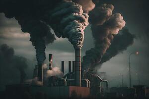 air pollution by industrial vapors from the factory photo