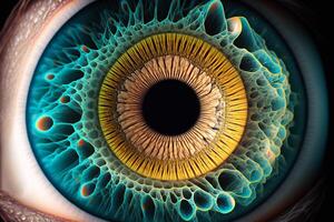 eyeball with blue iris macro closeup illustration photo