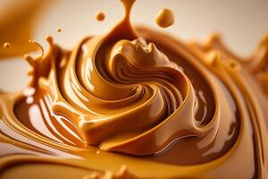 golden milk caramel liquid flowing photo