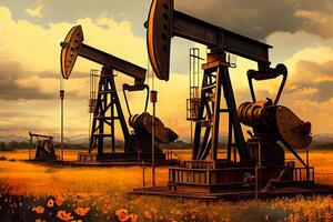 oil pumping facilities illustration Generative AI photo