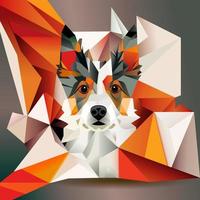 dog in abstract art style, cube style for poster, banner or background, vector illustration