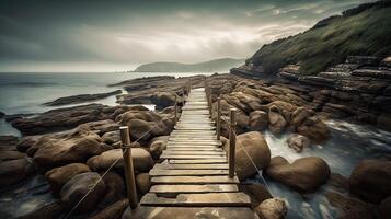 paisaje con largo líder líneas de Nunca finalizando. generativo ai. foto