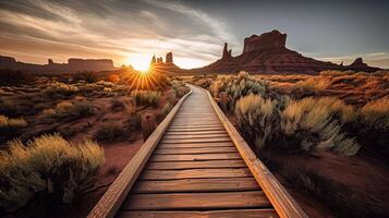 paisaje con largo líder líneas de Nunca finalizando. generativo ai. foto