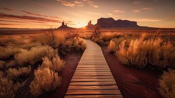 paisaje con largo líder líneas de Nunca finalizando. generativo ai. foto