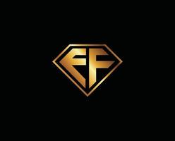 EF diamond shape gold color Letter Logo design vector