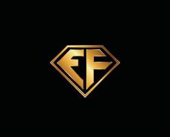FF diamond shape gold color Letter Logo design vector