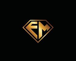 EM diamond shape gold color Letter Logo design vector