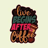 Life Begins After Coffee.  Hand drawn lettering vector