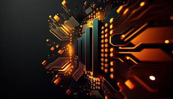 Abstract technology background, chip circuit CPU motherboard illustration, digital backdrop photo