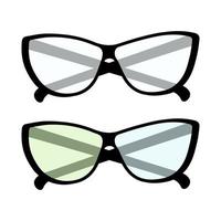 Set of 2 pairs of glasses with clear and colored lenses. Happy bespectacled man day. Sticker. Icon vector