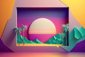 Trendy Modern Design Background with Colorful Shapes, Geometric Backdrop with Layout, Gradient Colors, photo