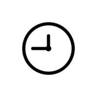 Clock Vector Icon, Outline style, isolated on white Background.