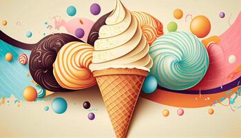 Ice Cream Illustration Background. photo