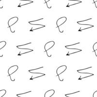 Seamless pattern with black pencil brushstrokes in abstract shapes on white background. Vector illustration