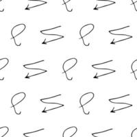 Seamless pattern with black pencil brushstrokes in abstract shapes on white background. Vector illustration