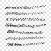 Set of doodle style various wavy lines and strokes. Black hand drawn design elements vector