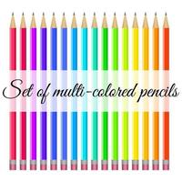 Set of multi-colored pencils with trowels on a white background vector