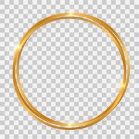 Triple gold shiny circle frame with glowing effects and shadows vector